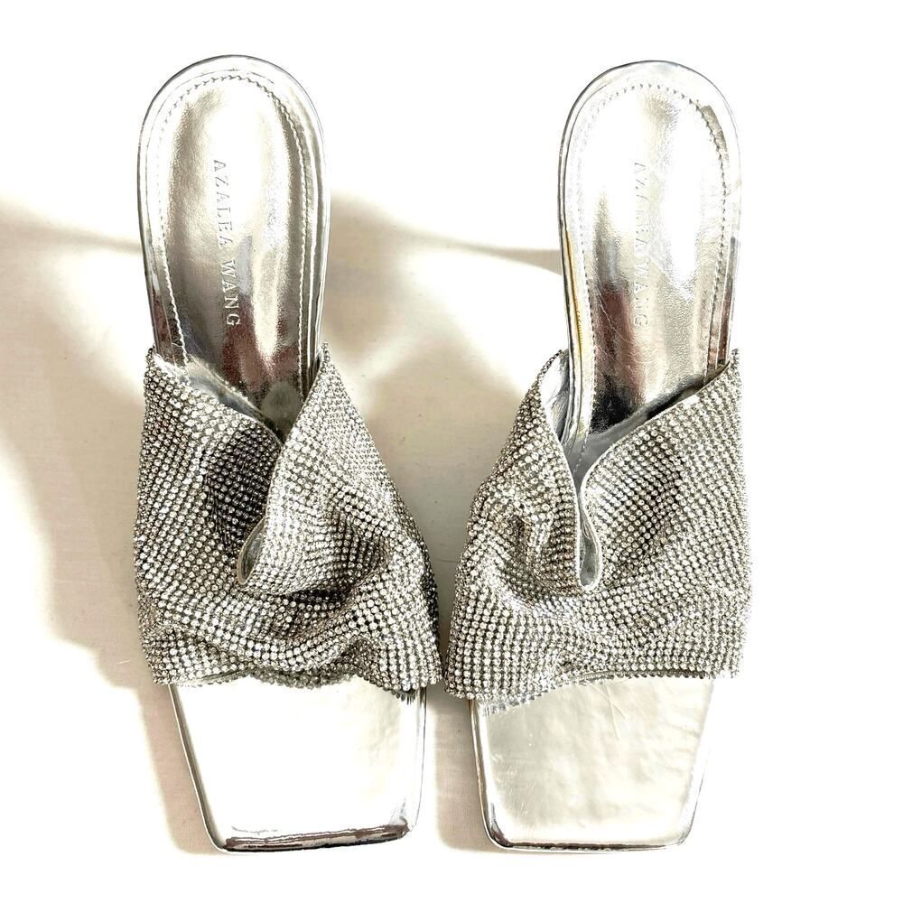 NWOT Azalea Wang Rhinestone Mules with Clear Heels